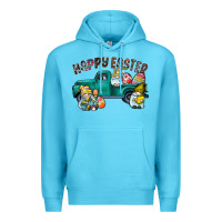 Ocean Blue Happy Easter truck Premium Hoodie - CowhideDigitalArt