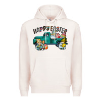 Pale Pink Happy Easter truck Premium Hoodie - CowhideDigitalArt