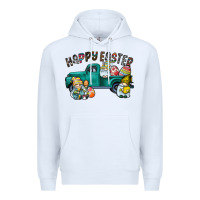 White Happy Easter truck Premium Hoodie - CowhideDigitalArt