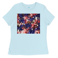 Baby Blue American flag sparkly  tumbler Ladies Tee - HowdyJamesFarm