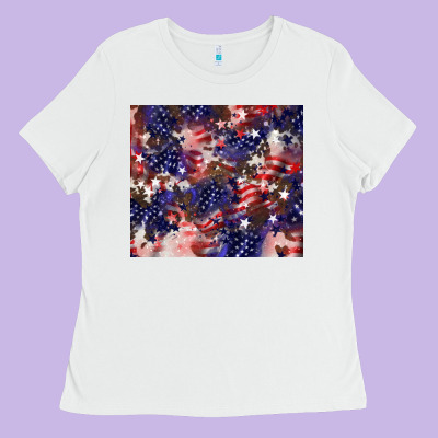 American Flag Sparkly  Tumbler Ladies Tee Designed By Howdyjamesfarm