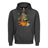 Charcoal Heather halloween owl Zipper Hoodie - BarkalooDesign