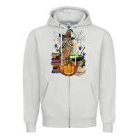Dove Grey halloween owl Zipper Hoodie - BarkalooDesign
