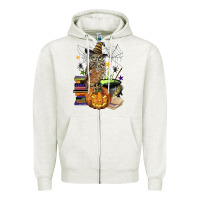 Oatmeal Heather halloween owl Zipper Hoodie - BarkalooDesign