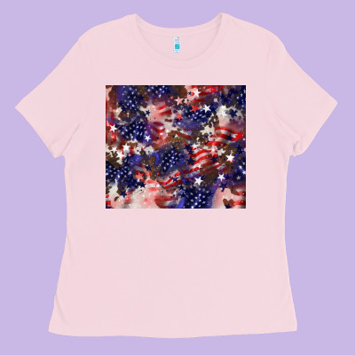 American Flag Sparkly  Tumbler Ladies Tee Designed By Howdyjamesfarm