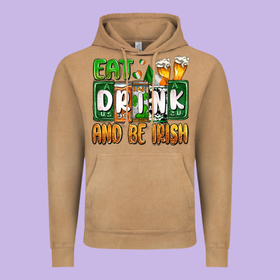 St. Patrick's Eat Drink And Be Irish Vintage Hoodie Designed By Oliviacreatesart