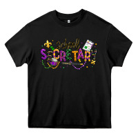 Black mardi gras school secretary Heavy Core Tee - texasbilliewilder