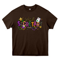 Chocolate Brown mardi gras school secretary Heavy Core Tee - texasbilliewilder