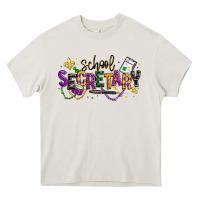 Cream mardi gras school secretary Heavy Core Tee - texasbilliewilder