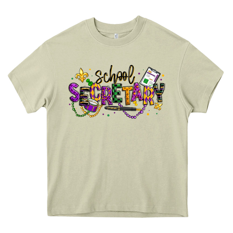 Mardi Gras School Secretary Heavy Core Tee by texasbilliewilder | Teevron