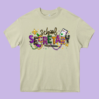 Mardi Gras School Secretary Heavy Core Tee Designed By Texasbilliewilder