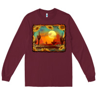 Burgundy western desert sunset background Long Sleeve Tee - RanaPortraitStore