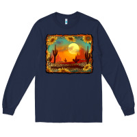 Navy western desert sunset background Long Sleeve Tee - RanaPortraitStore