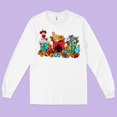 Coffee And American Football Coffee Cups Long Sleeve Tee Designed By Fadigitalartstudio