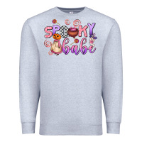 Heather Grey spooky babe Premium Sweatshirt - AdoDesignShop
