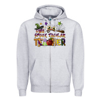 Heather Grey one spook tacular teacher Zipper Hoodie - BarkalooDesign