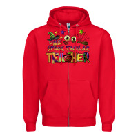 Red one spook tacular teacher Zipper Hoodie - BarkalooDesign