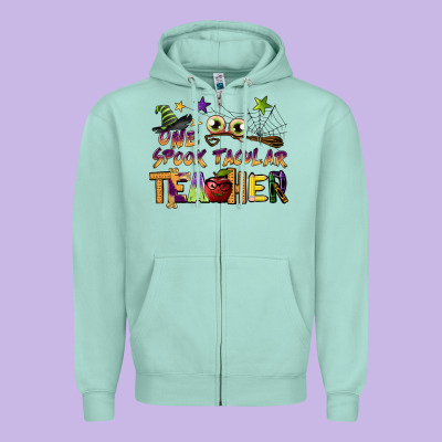 One Spook Tacular Teacher Zipper Hoodie Designed By Barkaloodesign