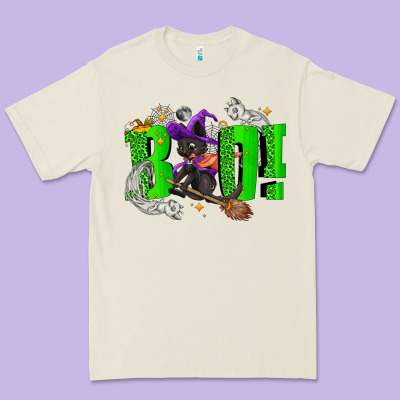 Boo! With Black Cat Halloween Premium Tee Designed By Nancycooperartshop