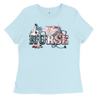 Baby Blue American Nurse 4th of july Ladies Tee - HowdyJamesFarm