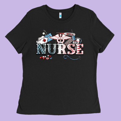 American Nurse 4th Of July Ladies Tee Designed By Howdyjamesfarm