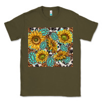 Army Green turquoise sunflowers with gemstones Classic Tee - TumblerDesignByShophia