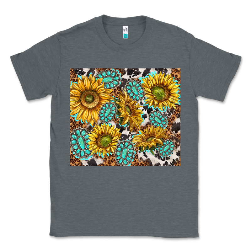 Turquoise Sunflowers With Gemstones Classic Tee by TumblerDesignByShophia | Teevron