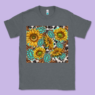 Turquoise Sunflowers With Gemstones Classic Tee Designed By Tumblerdesignbyshophia