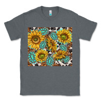 Charcoal Heather turquoise sunflowers with gemstones Classic Tee - TumblerDesignByShophia