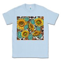 Dusty Blue turquoise sunflowers with gemstones Classic Tee - TumblerDesignByShophia