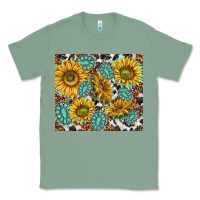 Sage turquoise sunflowers with gemstones Classic Tee - TumblerDesignByShophia