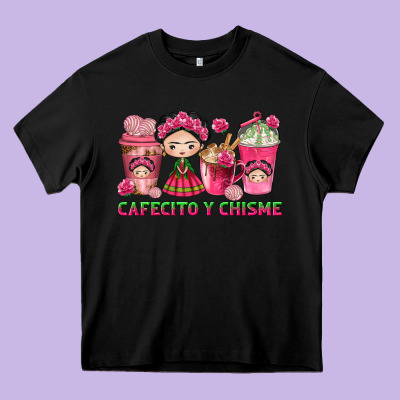 Cafecito Y Chisme With Coffee Cups Heavy Core Tee Designed By Texasbilliewilder