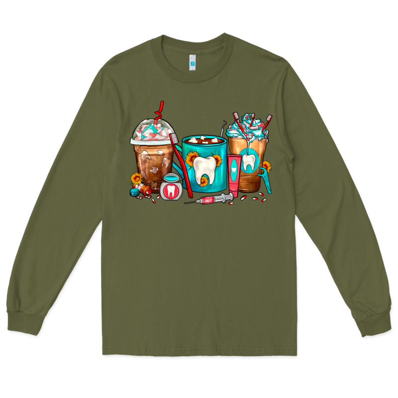 Dentist Coffee Cups Long Sleeve Tee by FaDigitalArtStudio | Teevron