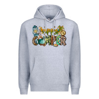Heather Grey happy camper Premium Hoodie - CowhideDigitalArt