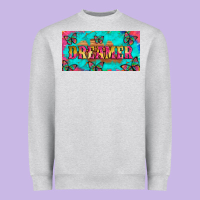 Dreamer With Butterfly And Tie Dye  Licance  Plate Heavyweight Sweatshirt Designed By Artiststas