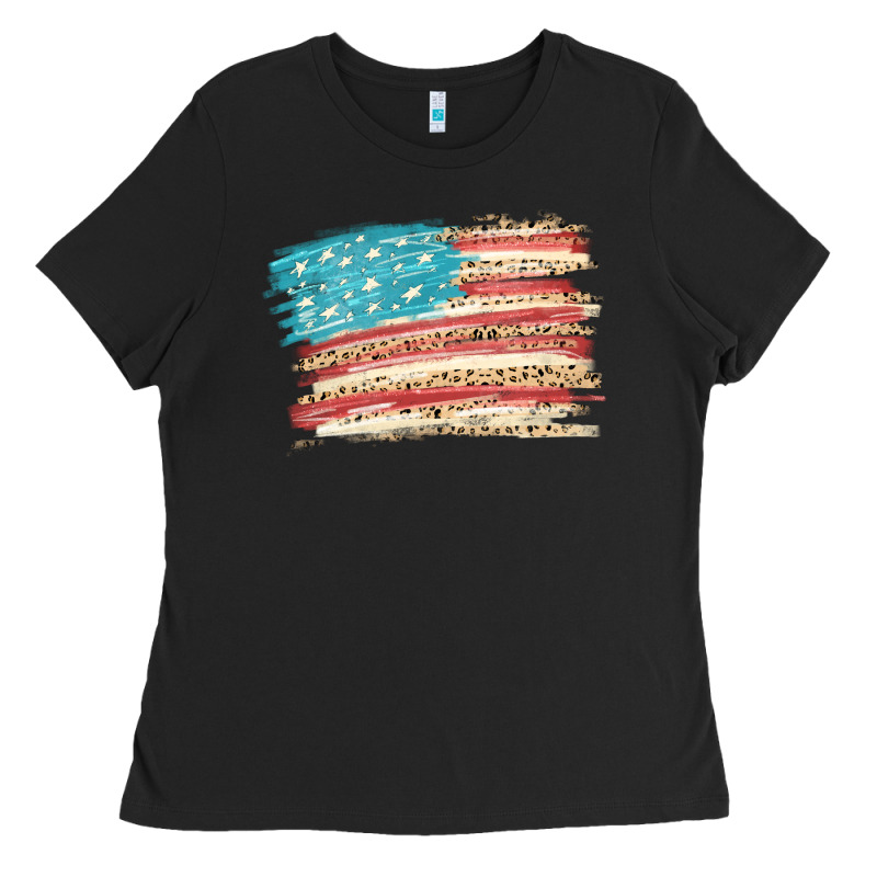 American Flag With Leopard Ladies Tee by HowdyJamesFarm | Teevron