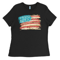 Black American flag with leopard Ladies Tee - HowdyJamesFarm