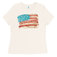 Bone American flag with leopard Ladies Tee - HowdyJamesFarm