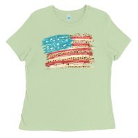 Matcha American flag with leopard Ladies Tee - HowdyJamesFarm
