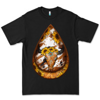 Black sunflower tooled leather bullskull teardrop earrings Premium Tee - Jasminsmagicworld