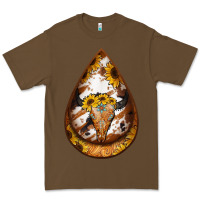 Cacao sunflower tooled leather bullskull teardrop earrings Premium Tee - Jasminsmagicworld