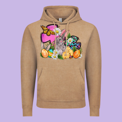 Easter Rabbits And Cross Vintage Hoodie Designed By Oliviacreatesart