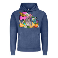 Vintage Denim Easter rabbits and cross Vintage Hoodie - OliviaCreatesArt