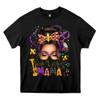 Black mardi gras mama messy bun Heavy Core Tee - texasbilliewilder