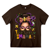 Chocolate Brown mardi gras mama messy bun Heavy Core Tee - texasbilliewilder