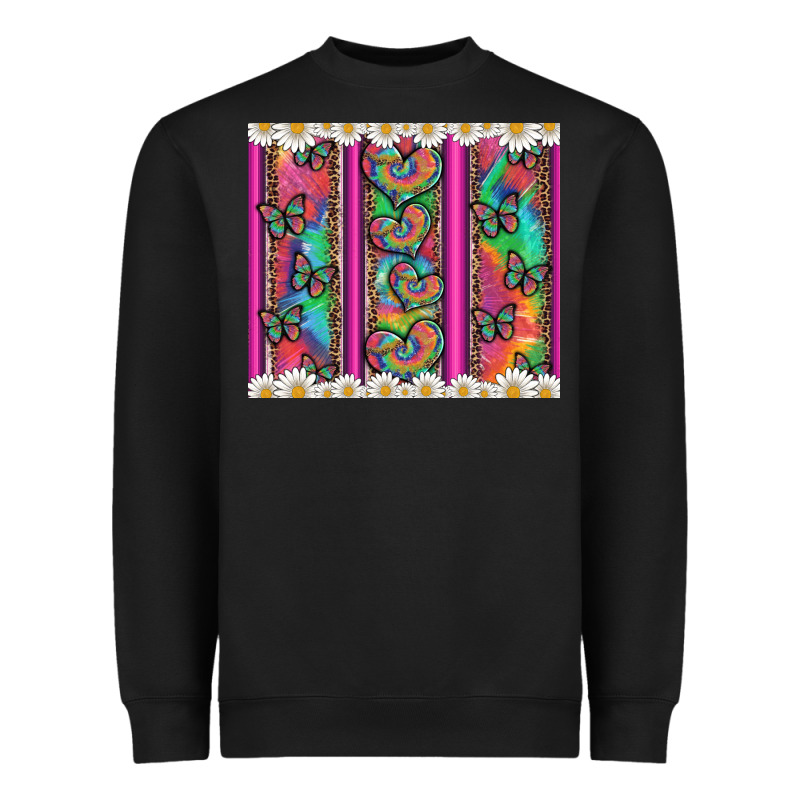 Tie Dye Hearts And Butterfly With Flowers Heavyweight Sweatshirt by Artiststas | Teevron