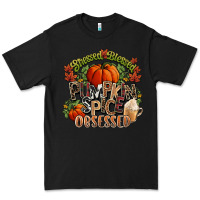 Black Stressed blessed pumpkin spice obsessed Fall Premium Tee - NancyCooperArtShop