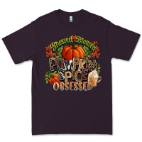Plum Stressed blessed pumpkin spice obsessed Fall Premium Tee - NancyCooperArtShop