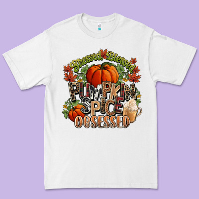 Stressed Blessed Pumpkin Spice Obsessed Fall Premium Tee Designed By Nancycooperartshop