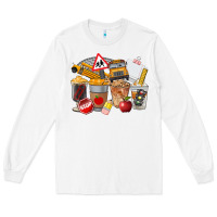 White School Bus Coffee Cups Long Sleeve Tee - FaDigitalArtStudio